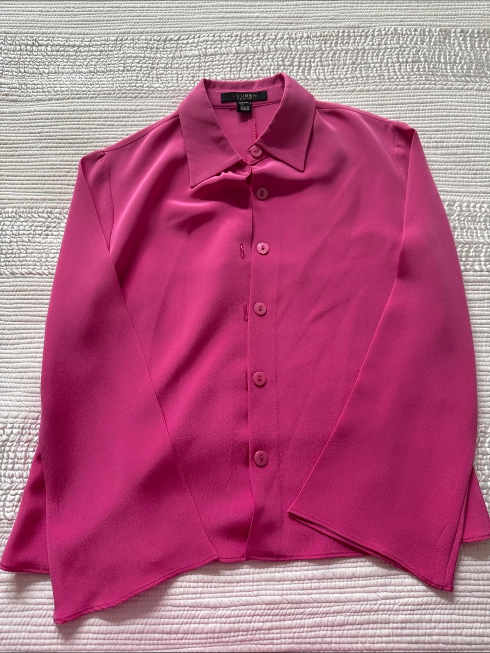 Vintage Silk Fuchsia Button-Up Blouse